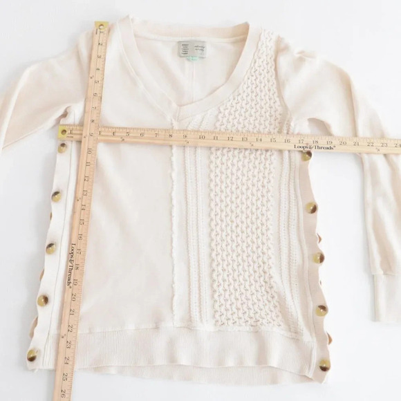 Anthropologie Saturday Sunday Cream  V-Neck Side Button Asymmetrical Sweater XS - Picture 5 of 14